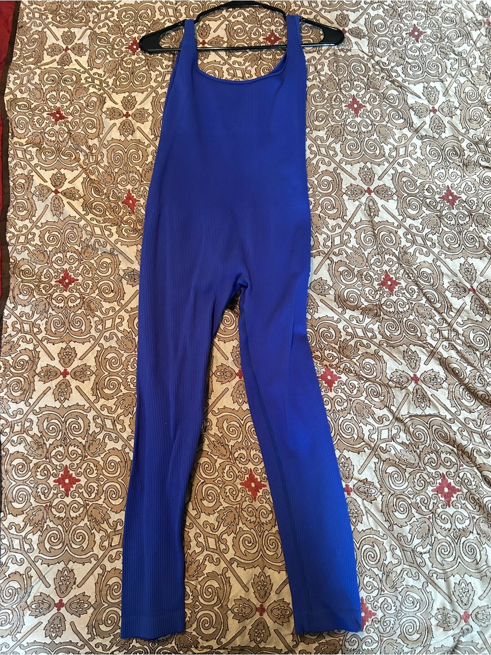 Women Ribbed Jumpsuit — Royal Blue Large